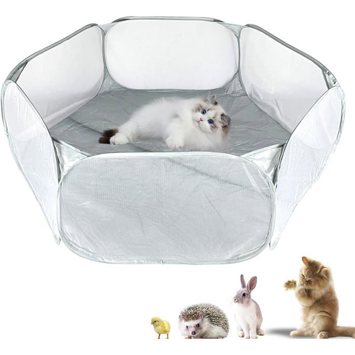 Parc Portable pour Petits Animaux Transparente Pliable Tente pour Petit Animal Tente pour Animaux de Compagnie Exercise pour Chats