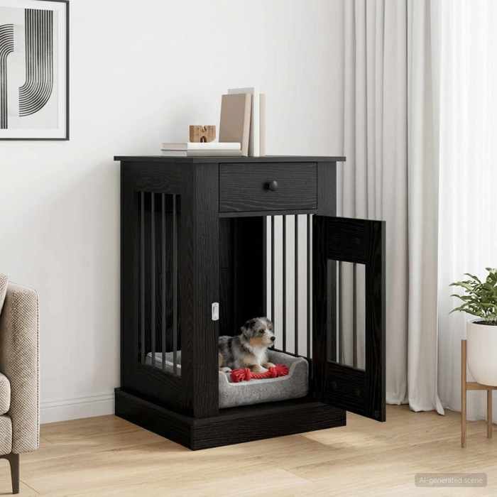 vidaXL Meuble de cage pour chien Chêne noir 50 x 47 5 x 80 cm 8014779
