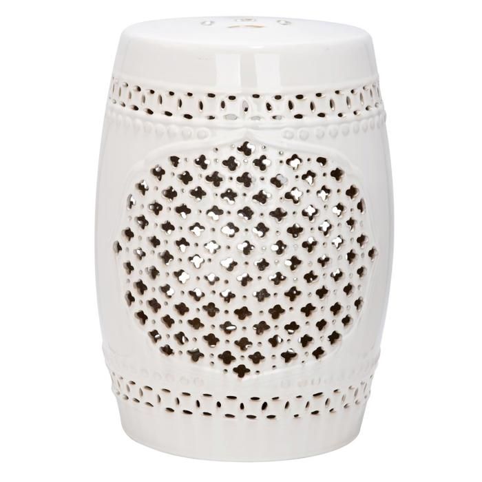 Tabouret de jardin en ceramique ivoire