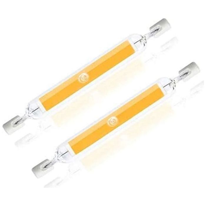 Lot de 2 tubes en verre LED R7S COB 118 mm 13 W R7S halogène équivalent à 130 W AC 220 V 240 V (blanc chaud 13 W) [Classe