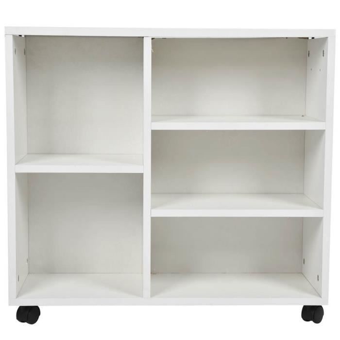 Étagère Bibliothèque En MDF Blanc – Modèle California 7 Cases (59,6x29x108 Cm), Avec Fixation Murale Anti-basculement - 7