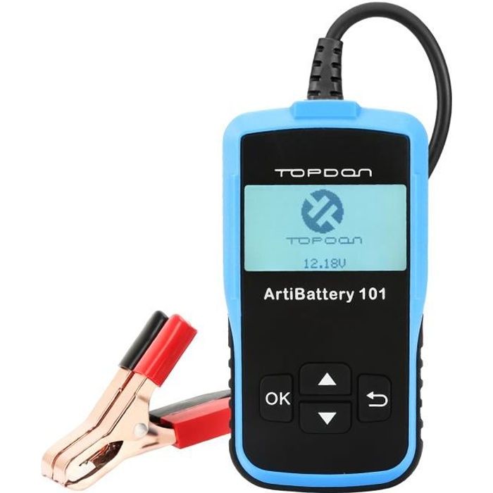 Topdon Artibattery101 - Testeur de Batterie de Voiture 12 V 100-2000 CCA - Test Automobile / Démarrage / Charge de Batterie