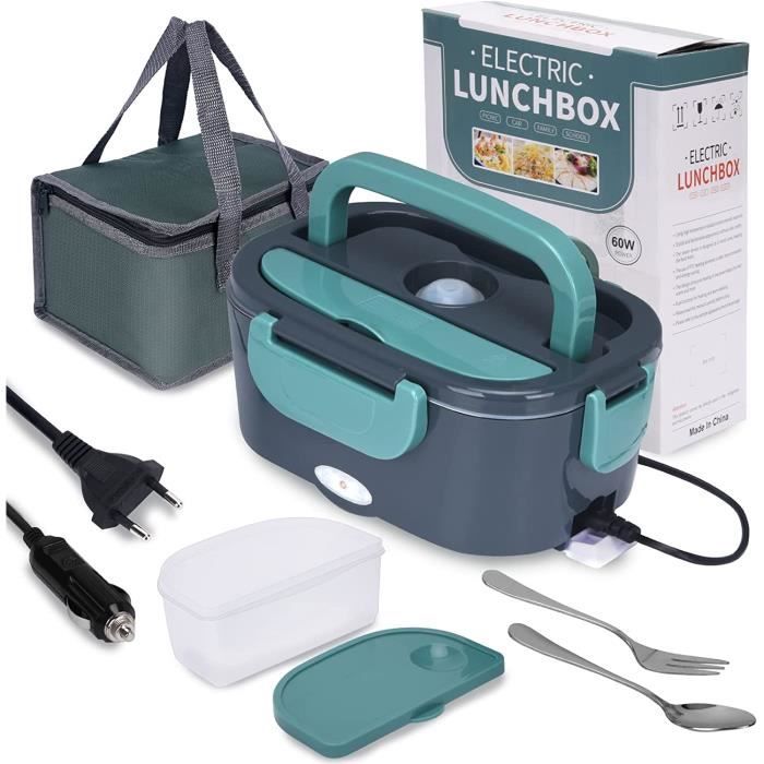 Lunch Box Chauffante 1,5 L - 12V/24V/220V/110V, Acier Inox, Pour Bureau, Voiture, Voyage