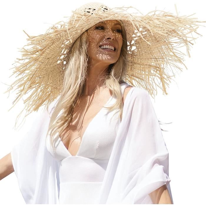 Chapeau De Soleil Femme En Paille Naturelle - Taille Unique - Léger Pour L'Été