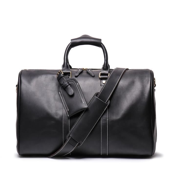 Sac De Poignet Homme En Cuir Véritable - Noir, 2 Compartiments Zippés, Dragonne Pratique - 12