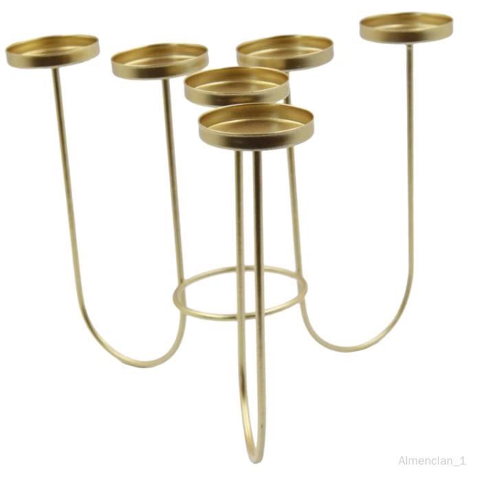 Bougeoir Rond Métal Doré 4 Tiges – Support Couronne Avent, Chandelier Élégant Pour Noël, Mariage, Anniversaire, Dîner Romantique