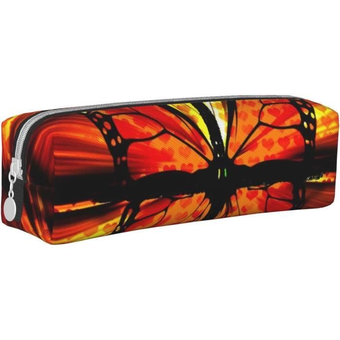 Trousse à Crayons En Cuir Véritable Rustic Town - Étui Zippé Vintage Pour École Et Bureau