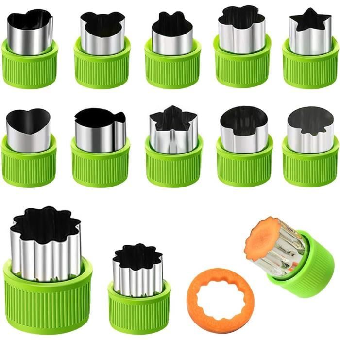 Set De 8 Emporte-pièces Légumes/Fruits En Inox - Formes Fun (Cœur, Étoile, Etc.) - Pour Cuisine Créative
