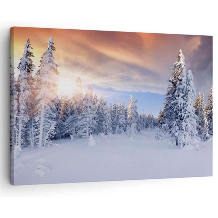 YLHKME Tableau Cerf dans Les Bois d'hiver Animaux,Affiche Toile Tableau Decoration Murale Salon,pour Chambre Cuisine Bureau, Deco Maison, sans Cadre (Frameless,50X70CM