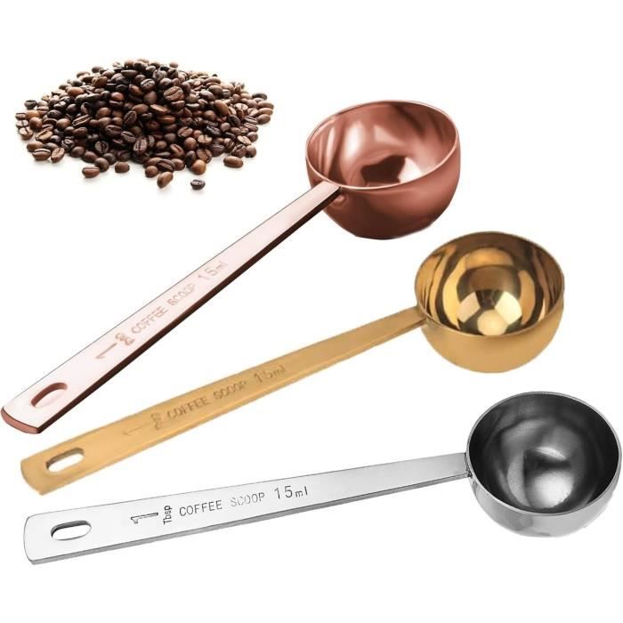 Cuillères Doseuses Café En Inox - Lot De 2 (15 Ml + 30 Ml) - Poignées Courtes Et Graduées - Pour Café, Thé, Sucre