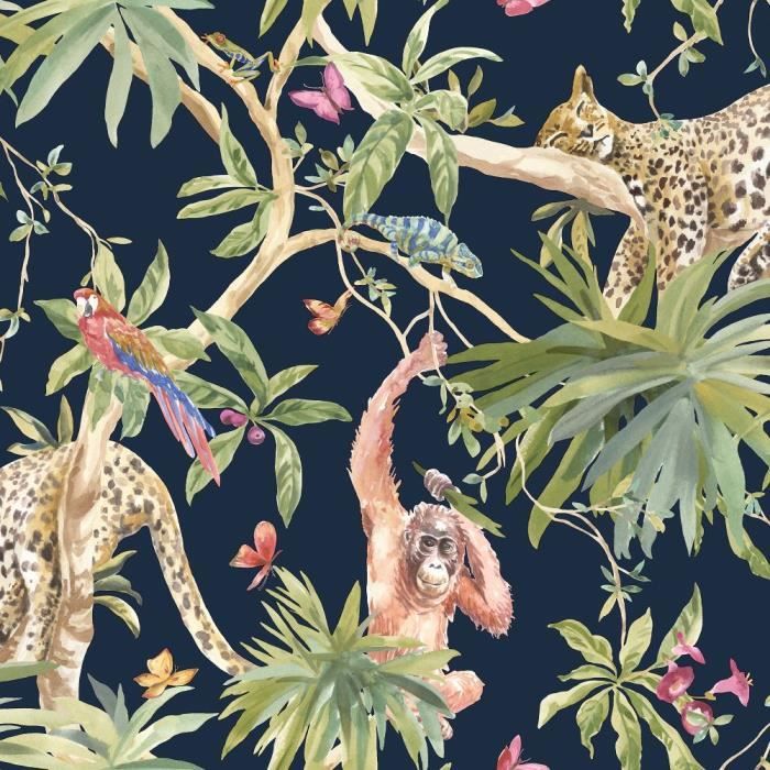 Gratuit Images Papier Peint Motif Animaux Dans La Jungle Tropicale Noir Achat dernière par