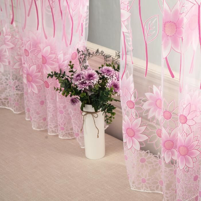 JCyh rideaux en Tulle brodés blancs pour fenêtre motif Floral pour