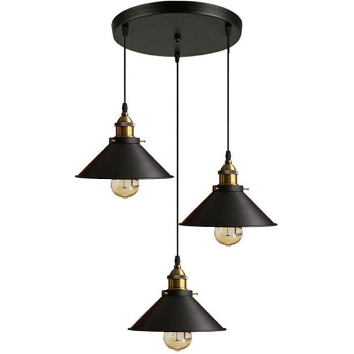 UNI Suspension Luminaire Vintage Industrielle Lustre 3 Lumières sans Ampoule