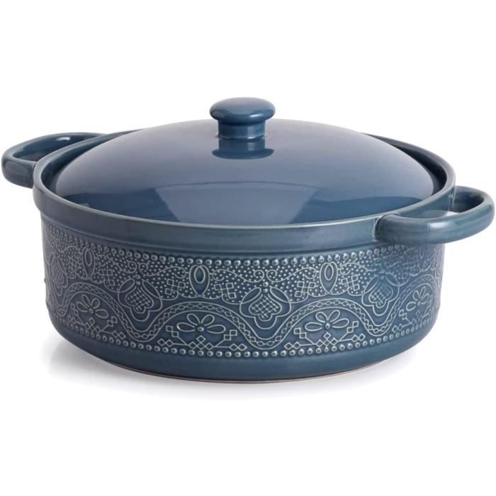 Cocotte Ronde Céramique 23 Cm Avec Couvercle - Four, Micro-ondes, Lave-vaisselle - Blanc - Cuisson Et Service