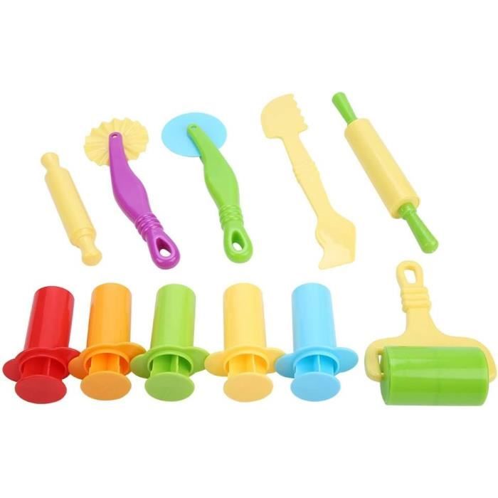 WonderforU 11 Pièces Outils De Pâte à Modeler – Rouleaux, Couteaux, Extrudeuses Et Emporte-Pièces – Kit Créatif Pour Enfants Dès 3 Ans – Couleurs Assorties
