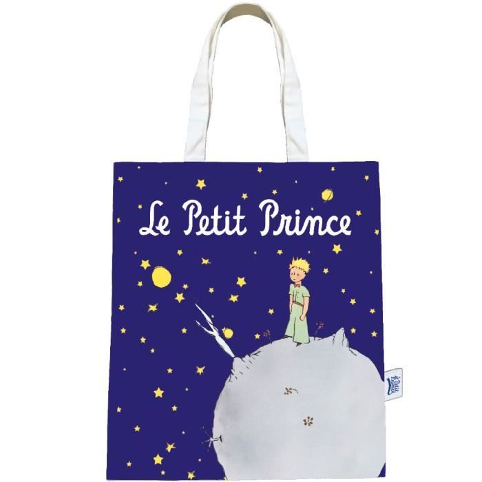 Sac Fourre-tout Coton Fairtrade Petit Prince - Design "Lancer Fleurs", Noir Ou Beige