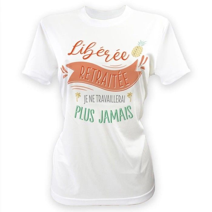 T-SHIRT À DÉDICACER POLYESTER RETRAITE FEMME M/L Blanc T-SHIRT À DÉDICACER POLYESTER RETRAITE FEMME M/L Blanc