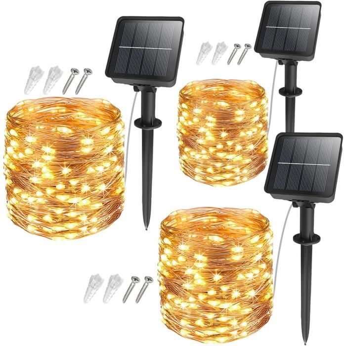 BrizLabs Lot de 2 guirlandes lumineuses solaires pour sapin de Noël - 22 m - 200 LED - 8