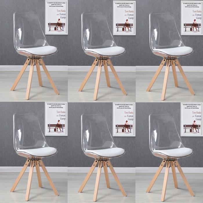 Lot de 6 chaises scandinaves transparentes  Helsinki