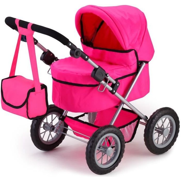 Landau pour poupée Trendy Uni Rose Pink - BAYER DESIGN - Réglable - Convient aux poupées jusquà 46 cm