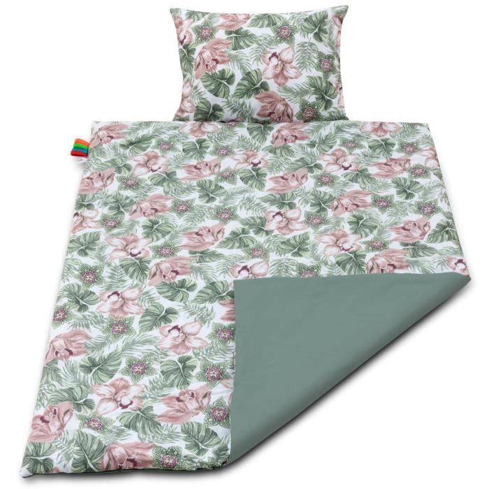 Lajlo Parure Pour Lit De Bebe Couverture Reversible Et Oreiller Coton Oeko Tex Hypoallergenique 100 Fait Main Florale Cdiscount Maison