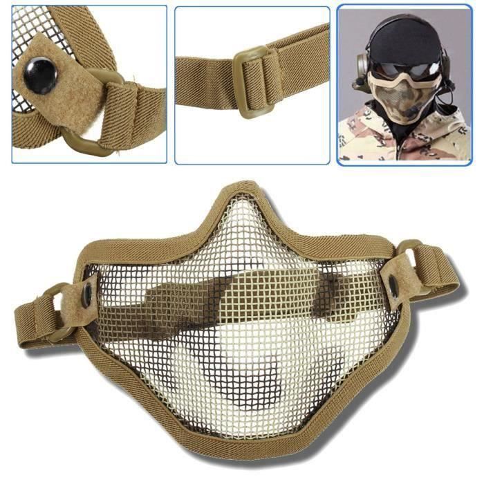 Lunettes De Protection Tactiques Tan - Grille Acier - Sangle Réglable - Pour Airsoft, Paintball, Activités Extérieures