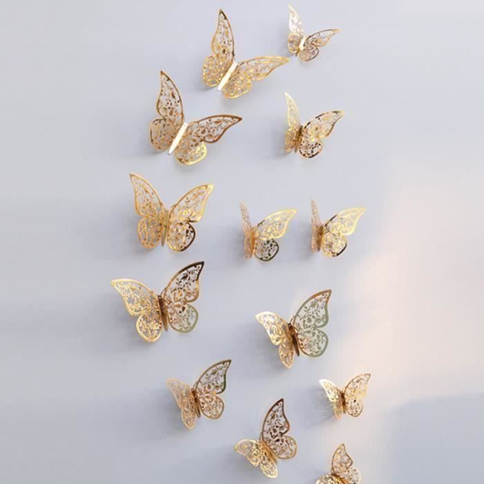 DS33 - 6 Stickers papillons adhésif mural DECO-VITRES