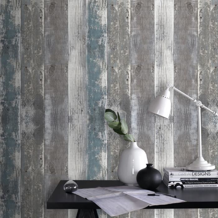 Papier Peint Planches De Bois Colorées Vintage - Le Monde Du Papier Peint