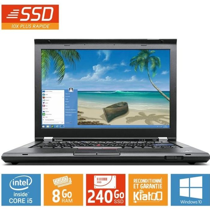 Top achat PC Portable Ordinateur portable Lenovo Thinkpad t420  core i5 8 go ram 240 go disque dur ssd ,windows 10, pc portable reconditionné pas cher