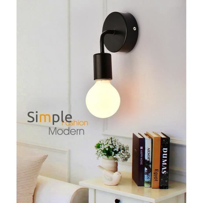 Applique Murale Noire Industrielle Vintage en Fer Loft Lampe Luminaire Retro Loft E27 pour Maison Café Cuisine Salon et Chambre hô