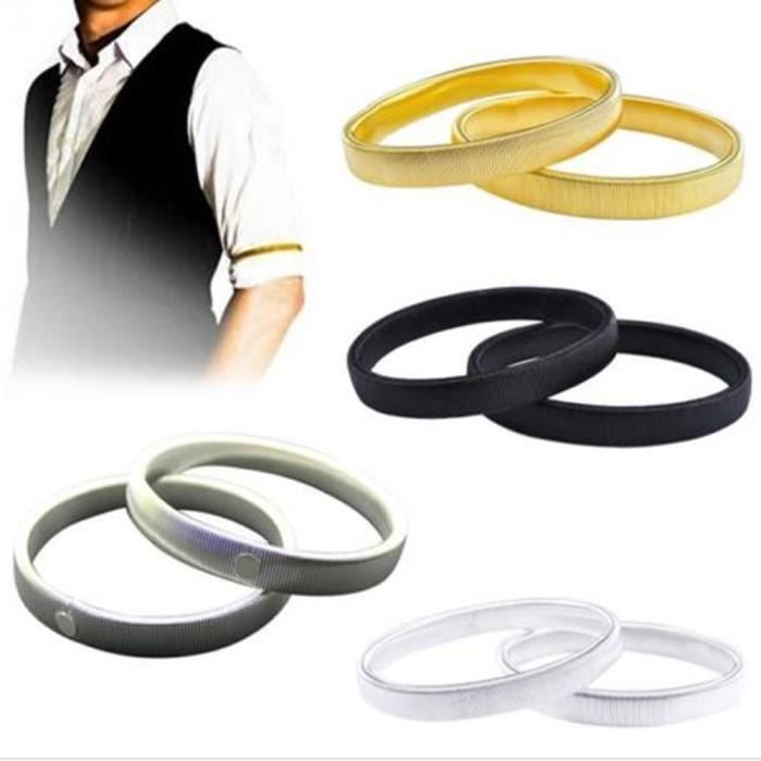 2 Paires De Soutiens-Brassards Pour Chemise - Élastiques Métalliques Antidérapants (Argent Et Or)