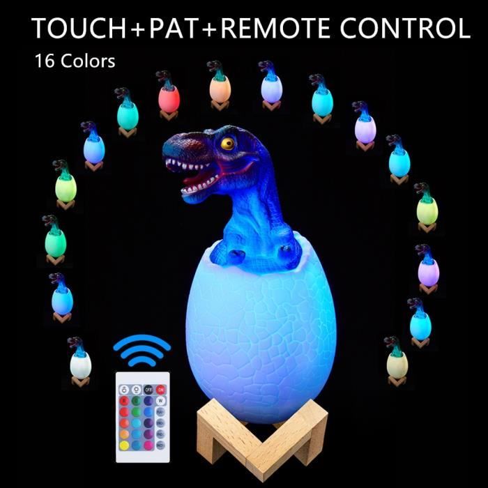 lampe de chevet avec capteur tactile, 3-16 couleurs, œuf de dinosaure, télécommande, jouet, rechargeable, lam