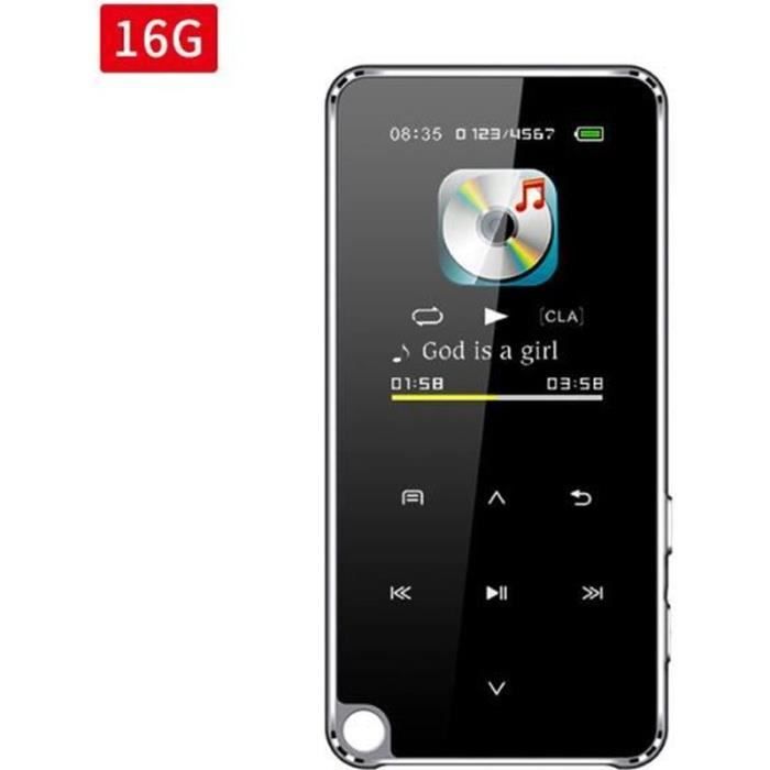 Lecteur MP4 Bluetooth Noir 16 Go Avec Haut-parleur Touche Tactile Intégrée et Enregistrement Lecteur MP4 Bluetooth Noir 16 Go Avec Haut-parleur Touche Tactile Intégrée et Enregistrement