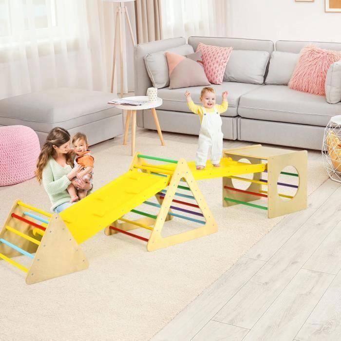 DREAMADE 6 en 1 Escalade en Bois pour Enfants avec 2 Échelles, Ensemble DREAMADE 6 en 1 Escalade en Bois pour Enfants avec 2 Échelles, Ensemble