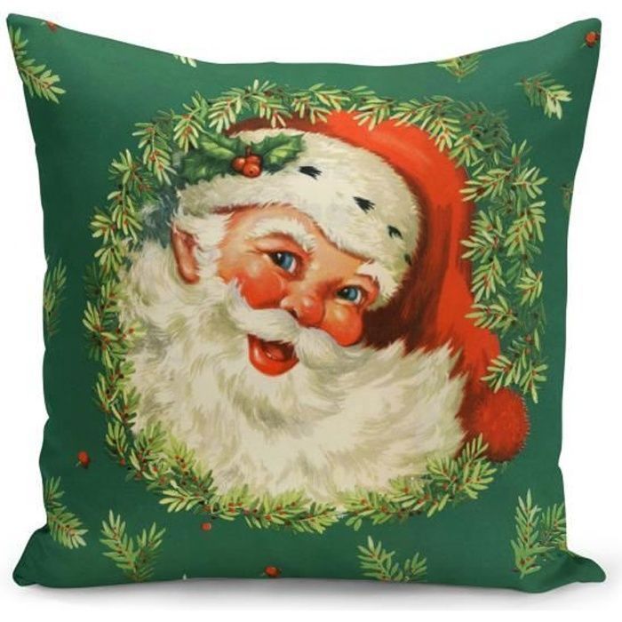 Housse de coussin 60x60 cm - Père Noël avec un sapin coloré