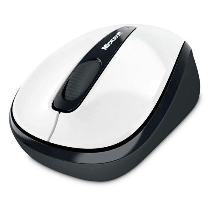 MICROSOFT Mobile Mouse 3500 - Souris optique - 3 boutons - Sans fil - Récepteur USB - Blanc
