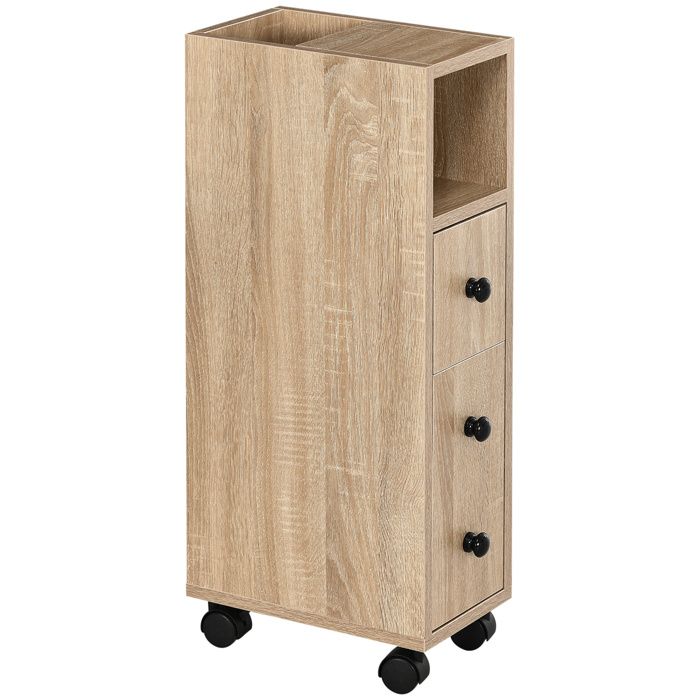 kleankin - meuble colonne - Panneaux de particules - 18x30x68.5cm - Chêne