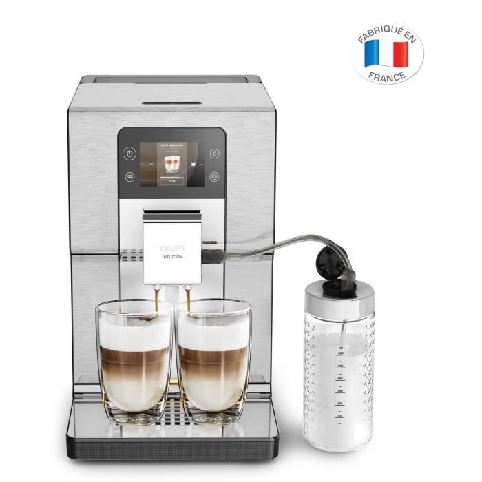 KRUPS EA877D10 Intuition Experience+ Machine à café grains, 4 niveaux d'intensité, Personnalisable, Acier inoxydable brossé