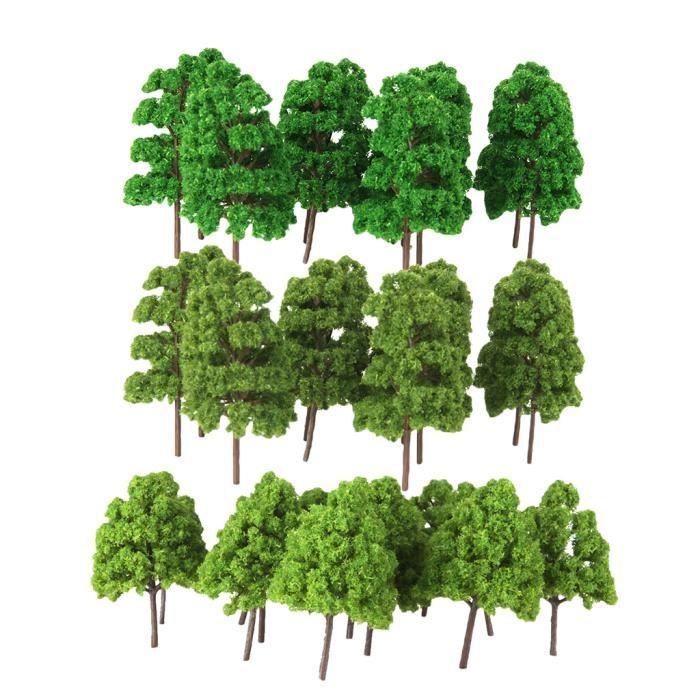 Hoement 100 Pièces Arbres Modèle Plastique Paysage Ferroviaire - Vert Naturel