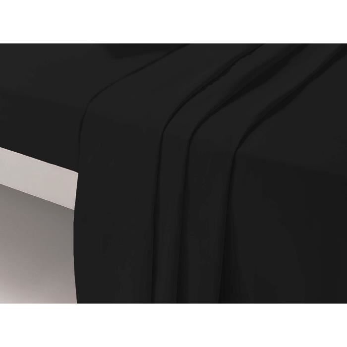 Drap plat - DP135 - Noir - 240 cm x 300 cm - 100% Coton - Lavable en machine à 60° Drap plat - DP135 - Noir - 240 cm x 300 cm - 100% Coton - Lavable en machine à 60°