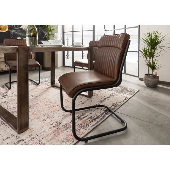 Chaise cantilever - Cuir (Marron) - IRON LABEL 03 Chaise cantilever - Cuir (Marron) - IRON LABEL 03