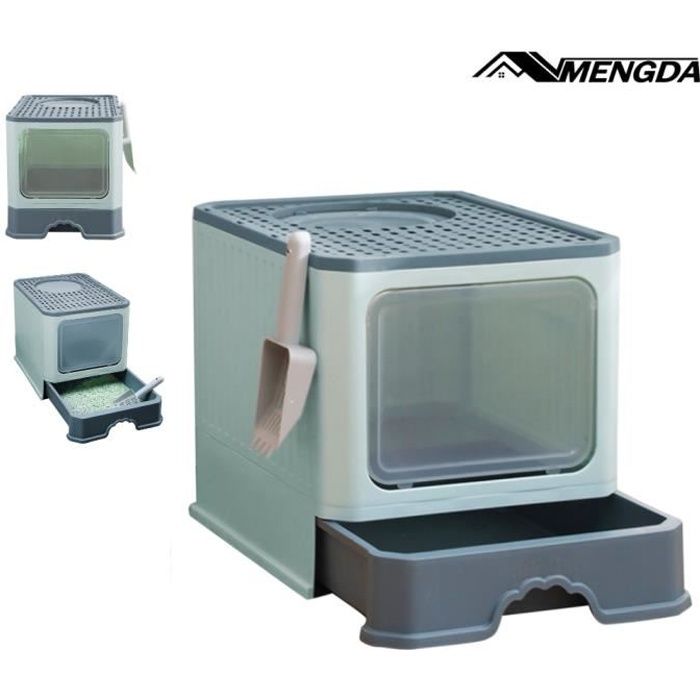 Meilleurs prix pour Bac à litière pour chat XXL - MENGDA - Sortie par le haut - Anti odeur - Tiroir et pelle