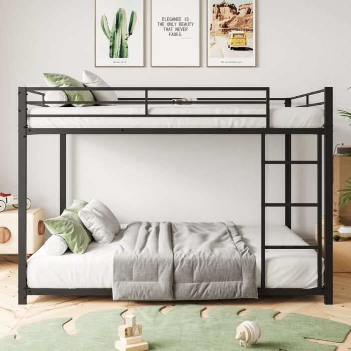 lits bébé misnode 140 * 200cm , lits superposés, lits en fer, lits superposés en fer de forme classique, noir