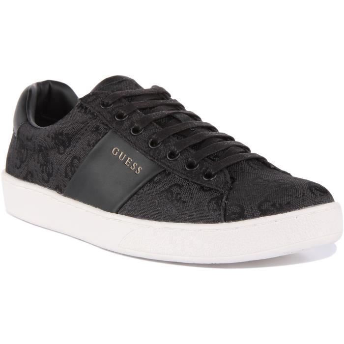 Guess Guess Nola Baskets à lacets en synthétique 4G logo imprimées pour homme en noir blanc (Noir Blanc 43)