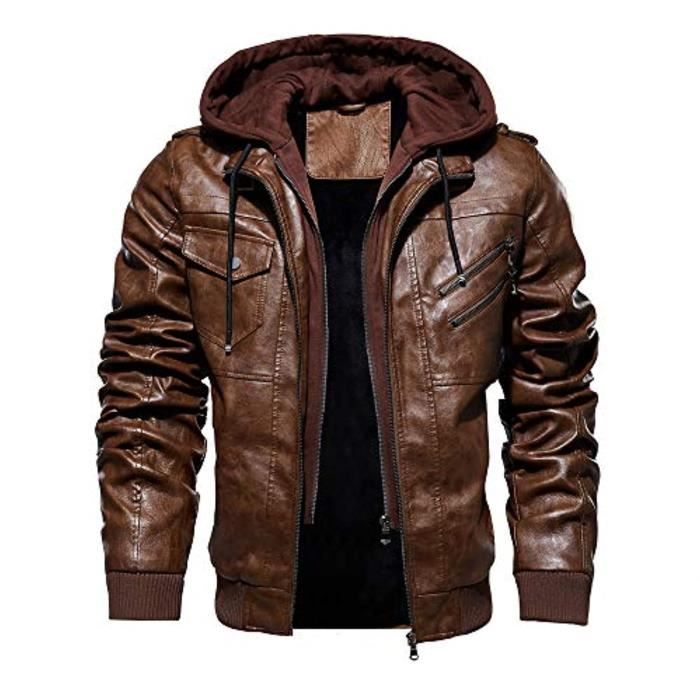 En polyuréthane Pour l/'hiver En cuir Avec broderie Veste de moto vintage pour homme