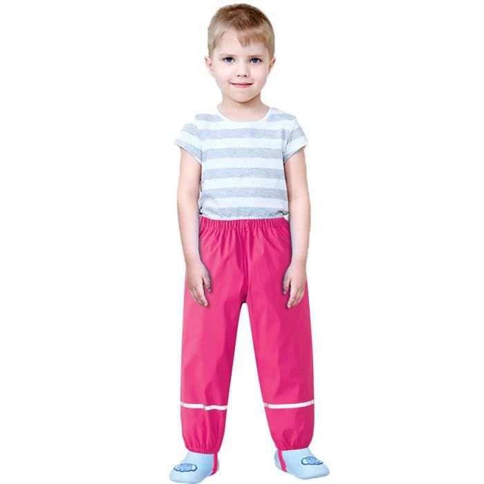 Dasongff Enfant Pantalon de Pluie Imperméables Respirant Salopette Étanche Coupe-Vent Pantalon de Boue pour Garcon Fille Une Pièce Salopette Anti-Boue Combinaison Vêtements 