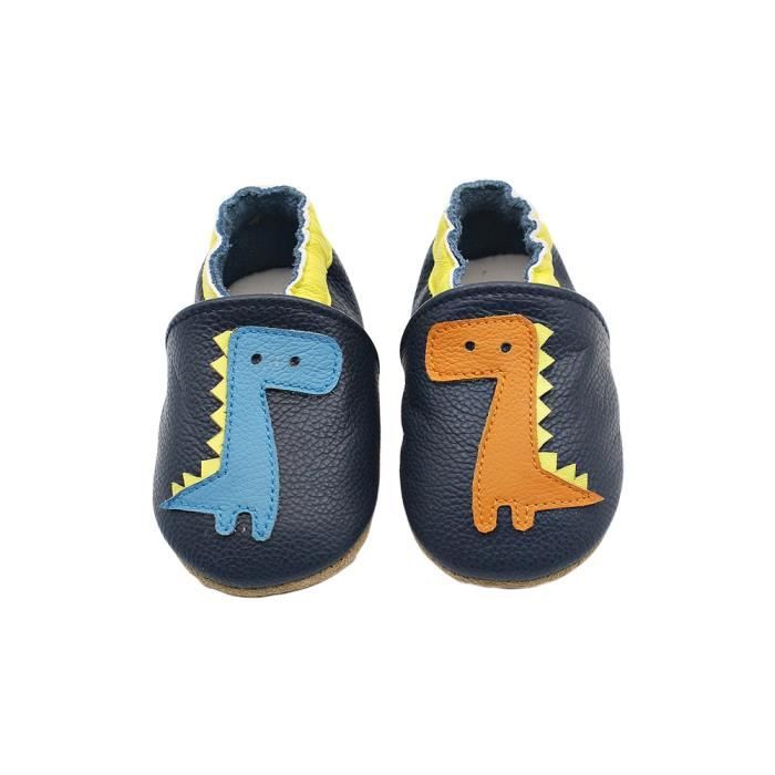 Bebe Chaussures Premiers Pas Garcon Fille Chausson Cuir Souple Daim Antiderapants Bleu Cdiscount Chaussures