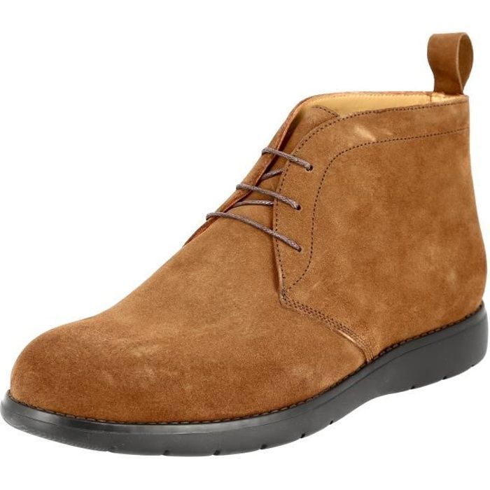 desert boots homme en cuir daim cognac 372 - belym - marron - lacets - basse