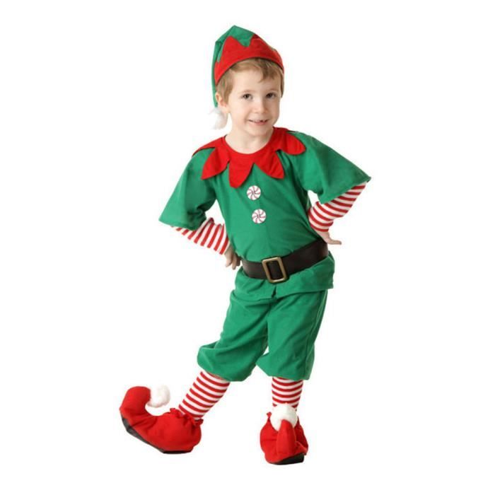 Déguisement Elfe de Noël Enfant Garçon - FINDPITAYA - Costume Halloween - Polyester - Vert 
