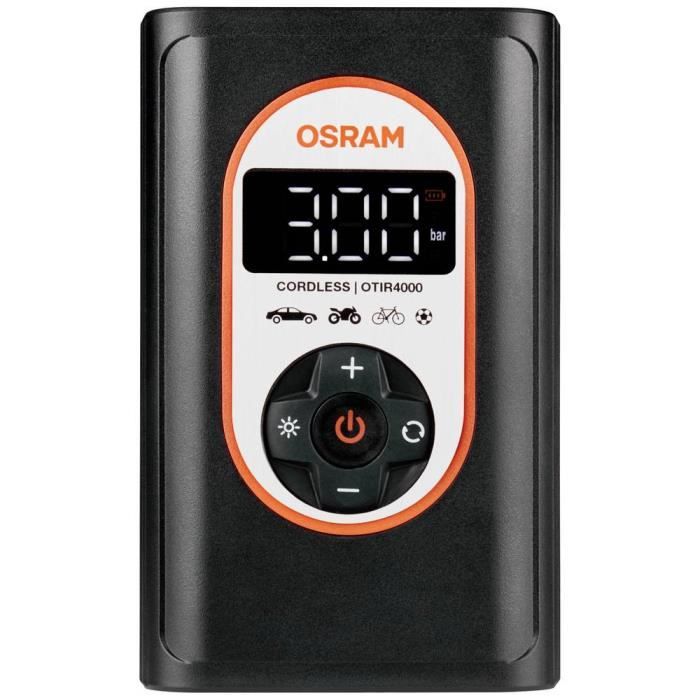 OSRAM OTIR4000 Compresseur TYREinflate 4000 8.3 bar sacoche ou coffret de rangement, coupure automatique, avec lampe de
